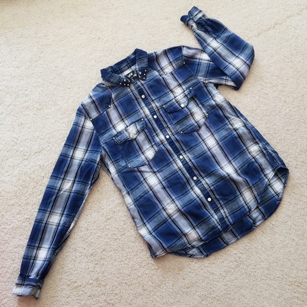 H & M cowgirl denim embellished shirt